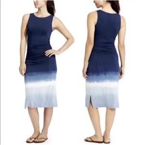 Athleta Tie Dye Tank Blue Ombre Side Ruched Sz.M